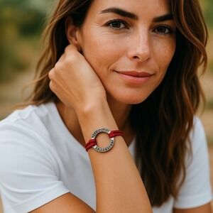 Circle Bracelet Suede Cord Strength Reminder Charm‎ Jewelry